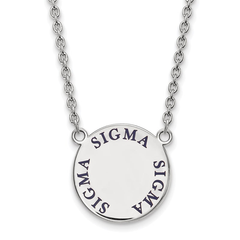Sterling Silver Rhodium Plated Logoart Sigma Sorority Text Large Color Enamel Pendant 18 Inch Necklace