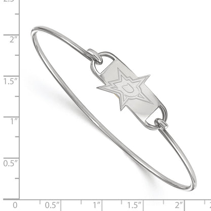 Sterling Silver Rhodium Plated Nhl Logoart Dallas Stars Small Center 7 Inch Wire Bangle