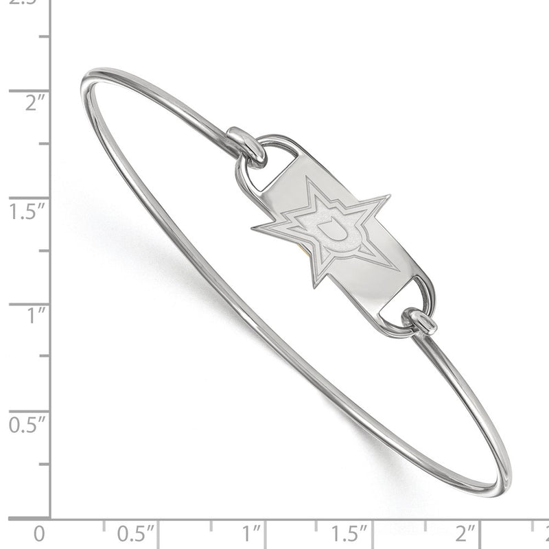 Sterling Silver Rhodium Plated Nhl Logoart Dallas Stars Small Center 7 Inch Wire Bangle