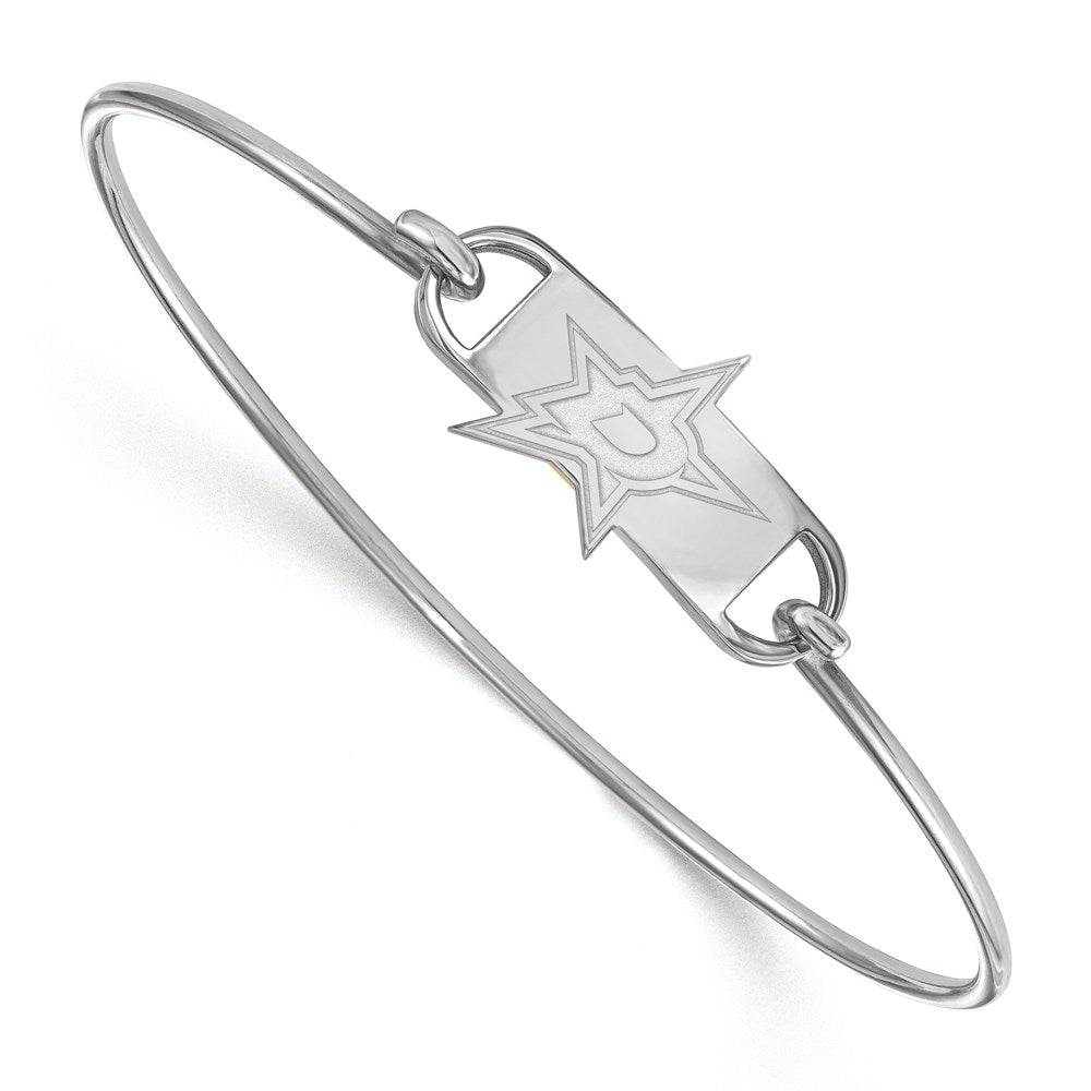 Sterling Silver Rhodium Plated Nhl Logoart Dallas Stars Small Center 7 Inch Wire Bangle