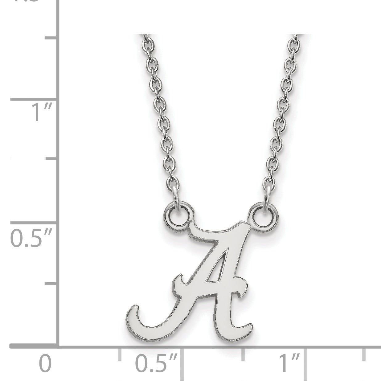 10K White Gold Logoart University Of Alabama Letter A Small Pendant 18 Inch Necklace