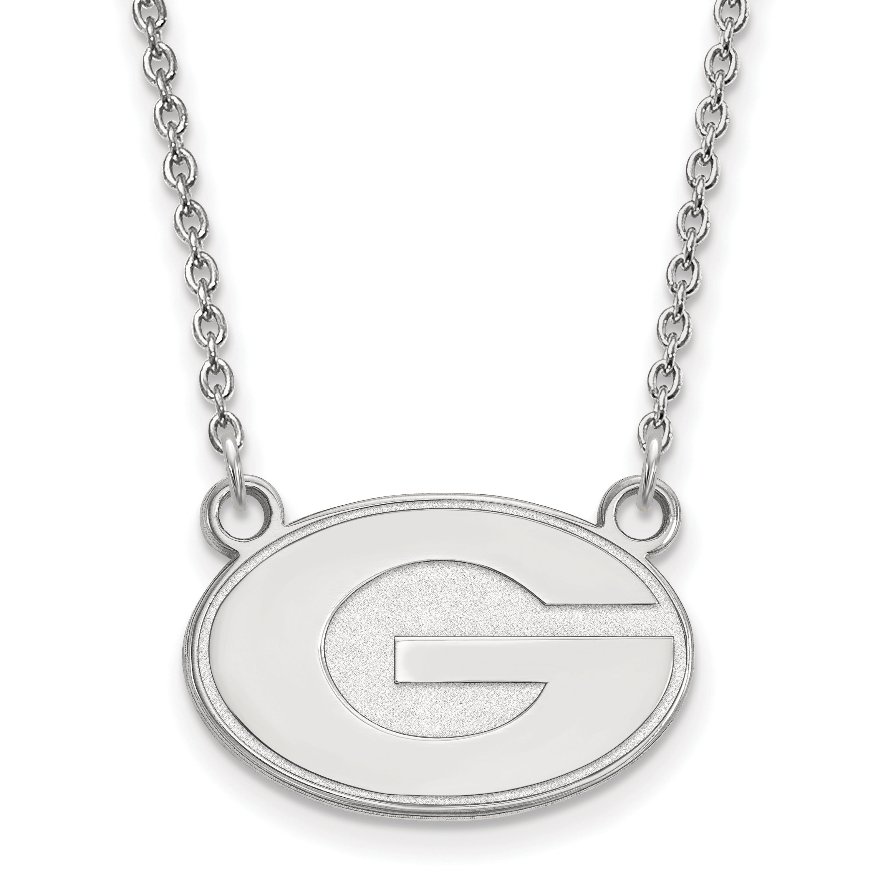 10K White Gold Logoart University Of Georgia Letter G Small Pendant 18 Inch Necklace