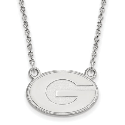 10K White Gold Logoart University Of Georgia Letter G Small Pendant 18 Inch Necklace