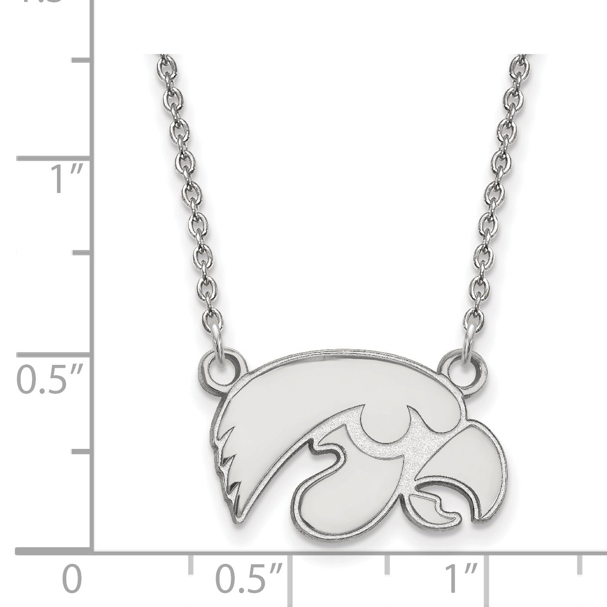 10K White Gold Logoart University Of Iowa Hawk Small Pendant 18 Inch Necklace
