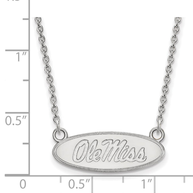 10K White Gold Logoart University Of Mississippi Ole Miss Small Oval Pendant 18 Inch Necklace