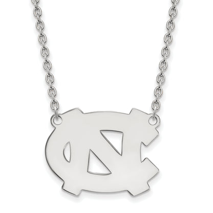 Sterling Silver Rhodium Plated Logoart University Of North Carolina N C Large Pendant 18 Inch Necklace