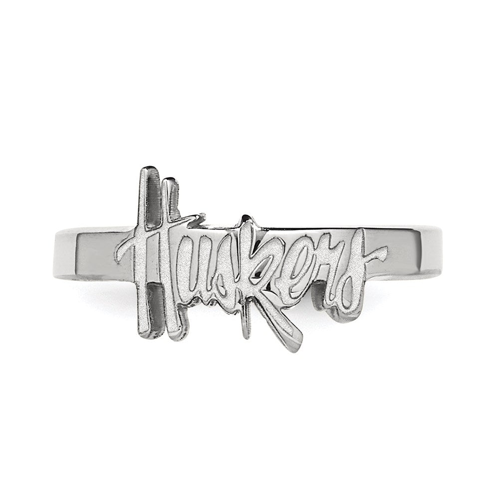 Sterling Silver Rhodium Plated Logoart University Of Nebraska Huskers Toe Ring