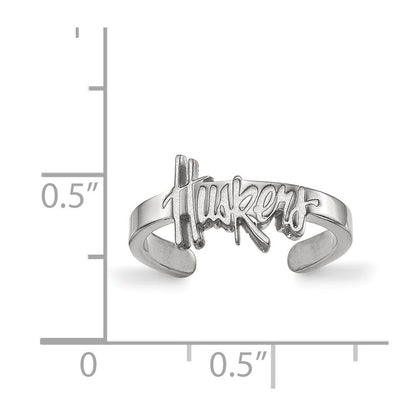 Sterling Silver Rhodium Plated Logoart University Of Nebraska Huskers Toe Ring