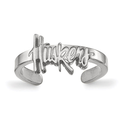Sterling Silver Rhodium Plated Logoart University Of Nebraska Huskers Toe Ring