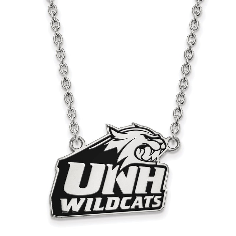 Sterling Silver Rhodium Plated Logoart University Of New Hampshire Large Enameled Pendant 18 Inch Necklace