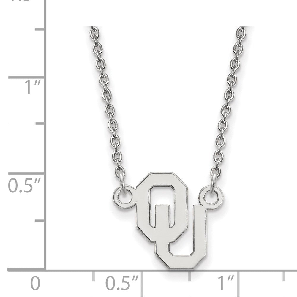 10K White Gold Logoart University Of Oklahoma O U Small Pendant 18 Inch Necklace