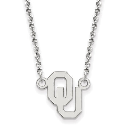 10K White Gold Logoart University Of Oklahoma O U Small Pendant 18 Inch Necklace
