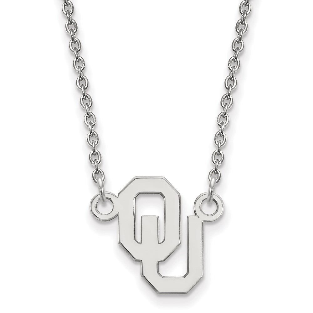 14K White Gold Logoart University Of Oklahoma O U Small Pendant 18 Inch Necklace