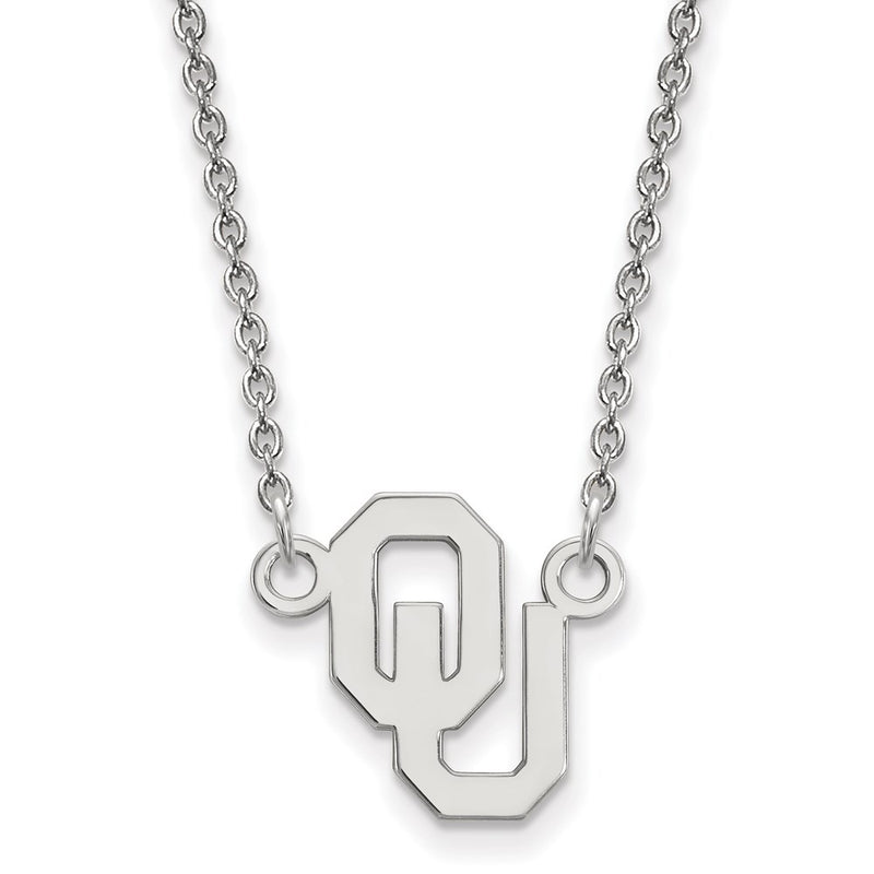 14K White Gold Logoart University Of Oklahoma O U Small Pendant 18 Inch Necklace