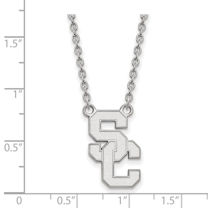 10K White Gold University Of Southern California S C Large Pendant 18 Inch Necklace