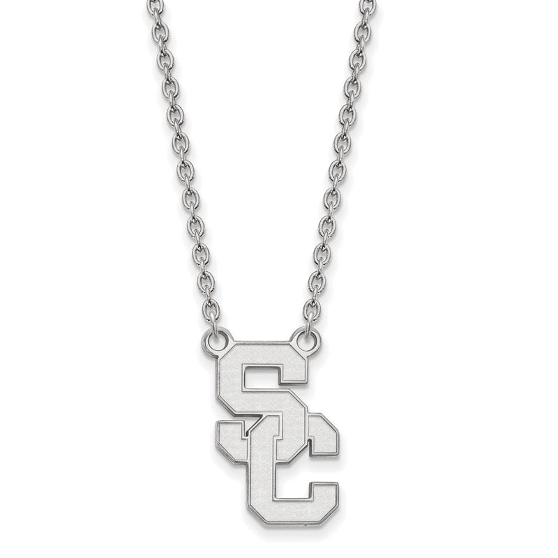 10K White Gold University Of Southern California S C Large Pendant 18 Inch Necklace