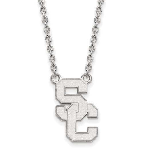 10K White Gold University Of Southern California S C Large Pendant 18 Inch Necklace