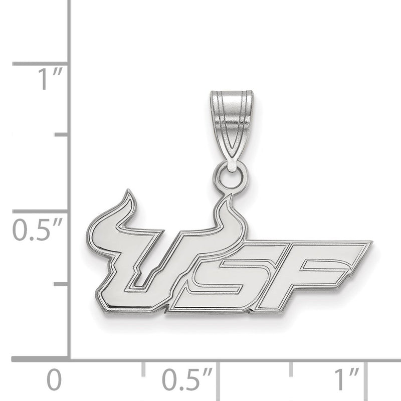 Sterling Silver Rhodium Plated Logoart University Of South Florida U S F Medium Pendant