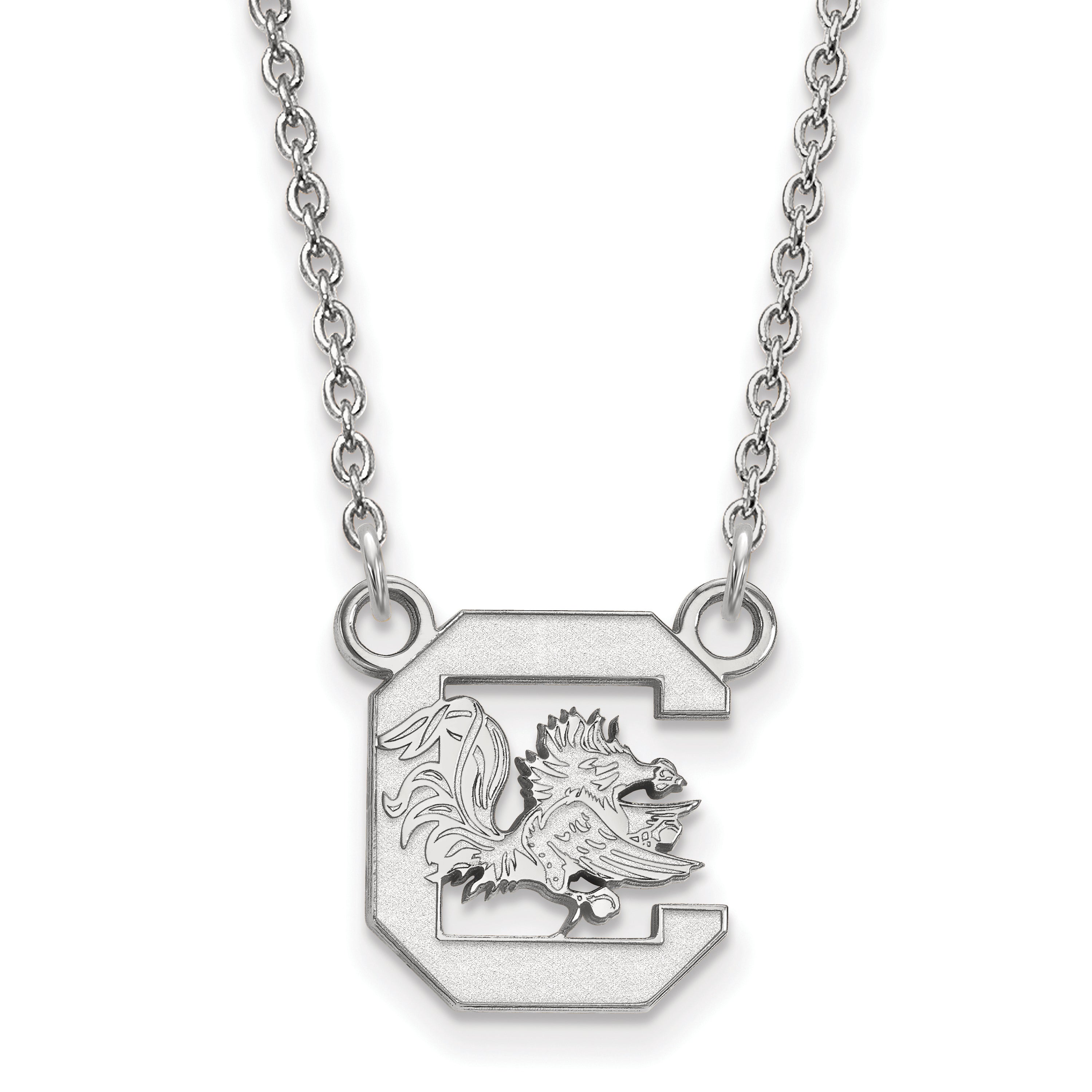 10K White Gold Logoart University Of South Carolina Small Pendant 18 Inch Necklace