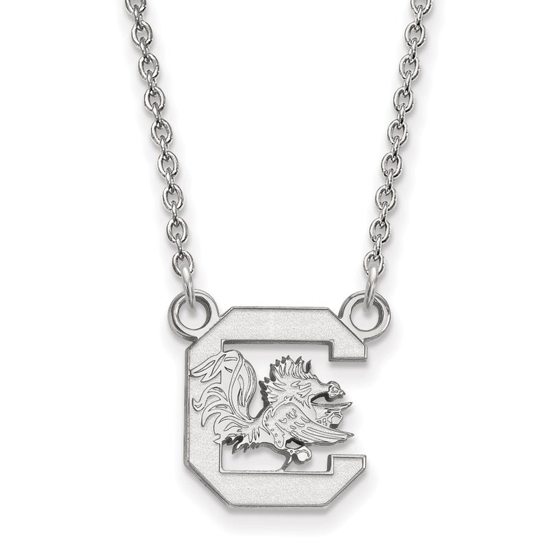 14K White Gold Logoart University Of South Carolina Small Pendant 18 Inch Necklace