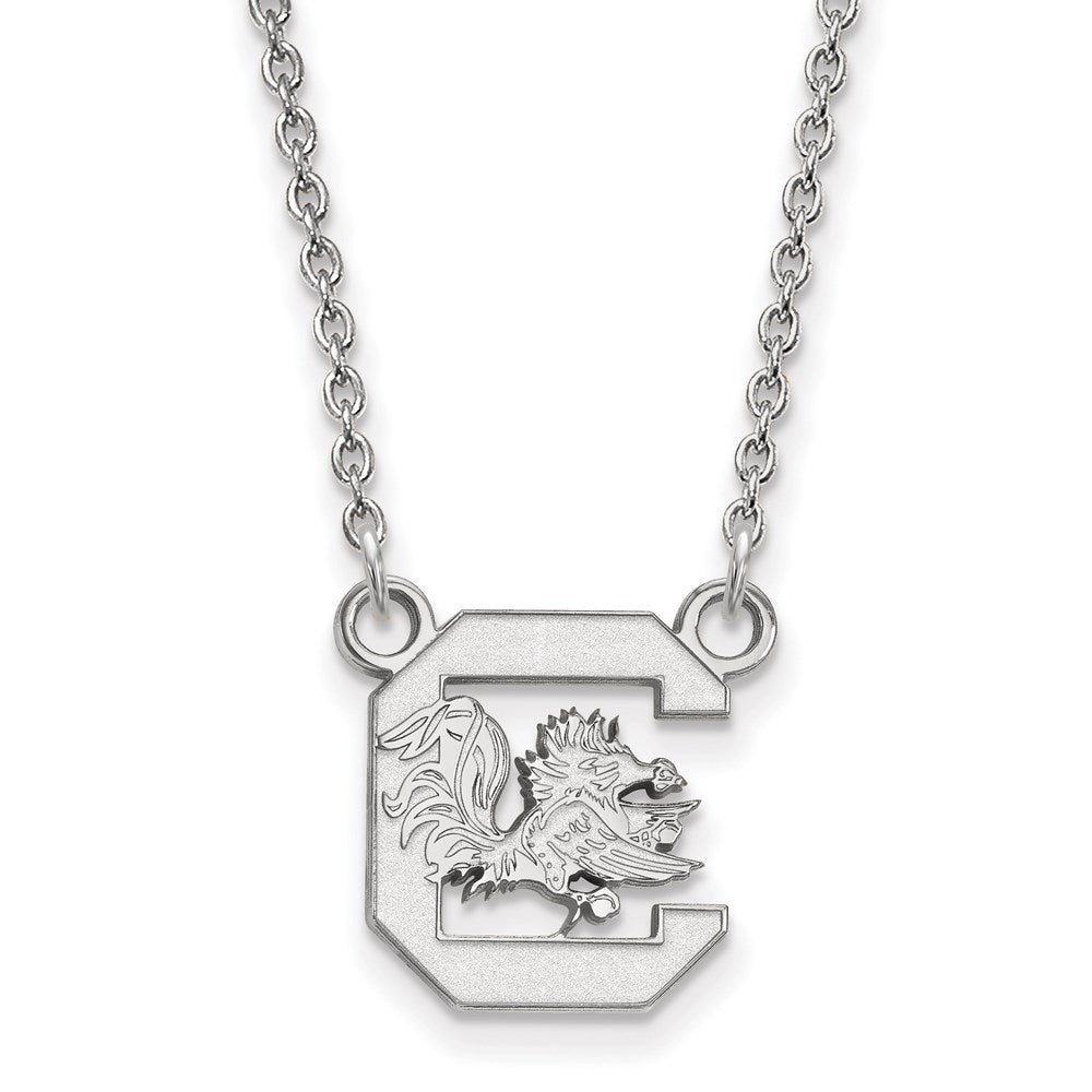 10K White Gold Logoart University Of South Carolina Small Pendant 18 Inch Necklace