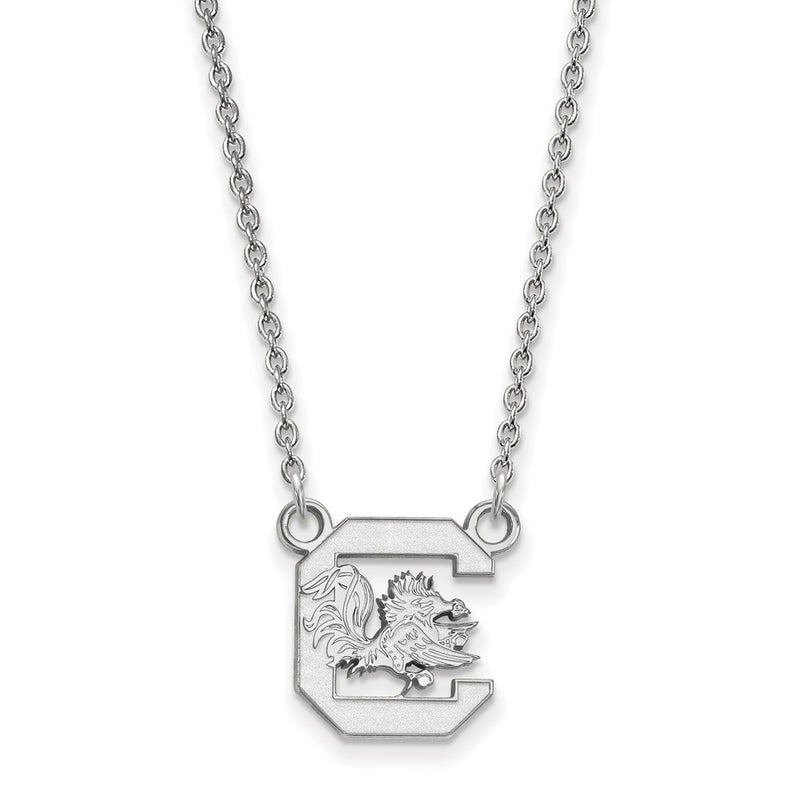 Sterling Silver Rhodium Plated Logoart University Of South Carolina Small Pendant 18 Inch Necklace