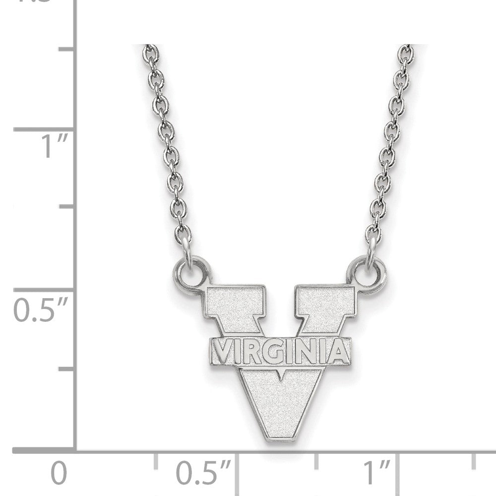 Sterling Silver Rhodium Plated Logoart University Of Virginia Small Pendant 18 Inch Necklace