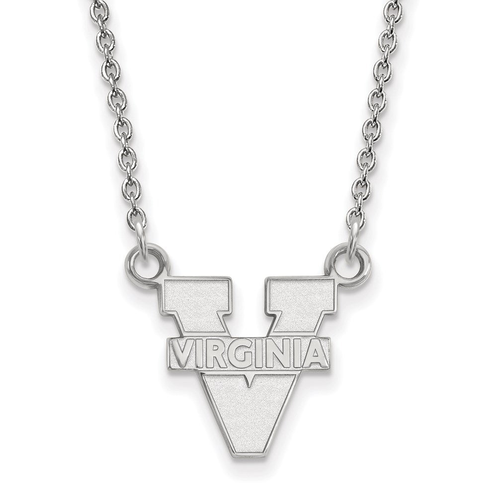 Sterling Silver Rhodium Plated Logoart University Of Virginia Small Pendant 18 Inch Necklace