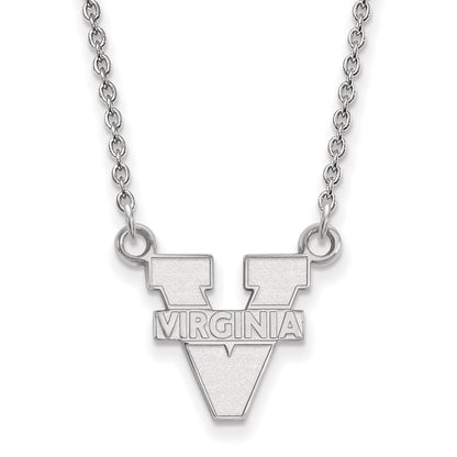 Sterling Silver Rhodium Plated Logoart University Of Virginia Small Pendant 18 Inch Necklace