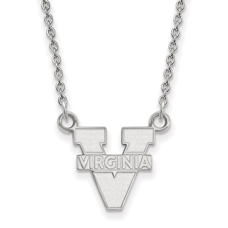 Sterling Silver Rhodium Plated Logoart University Of Virginia Small Pendant 18 Inch Necklace