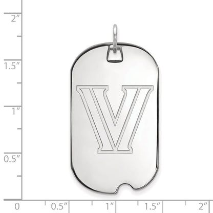 10K White Gold Logoart Villanova University Letter V Large Dog Tag Pendant