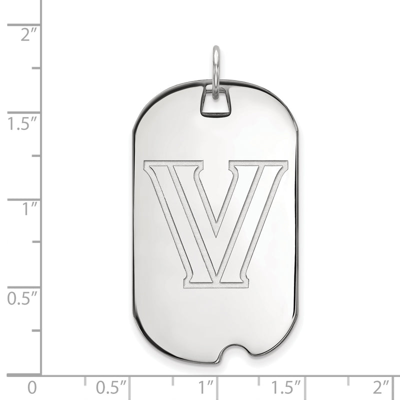 14K White Gold Logoart Villanova University Letter V Large Dog Tag Pendant