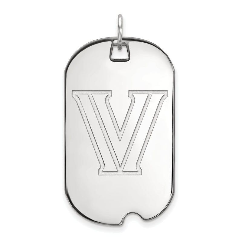 14K White Gold Logoart Villanova University Letter V Large Dog Tag Pendant