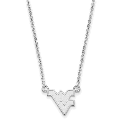 14K White Gold Logoart West Virginia University W V Small Pendant 18 Inch Necklace