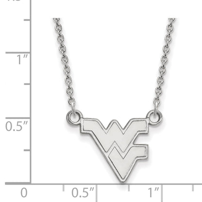 10K White Gold Logoart West Virginia University W V Small Pendant 18 Inch Necklace
