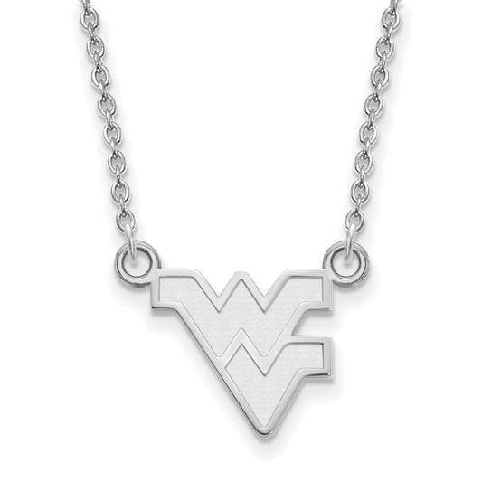 10K White Gold Logoart West Virginia University W V Small Pendant 18 Inch Necklace