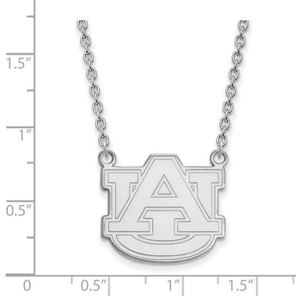 10K White Gold Logoart Auburn University Large Pendant 18 Inch Necklace