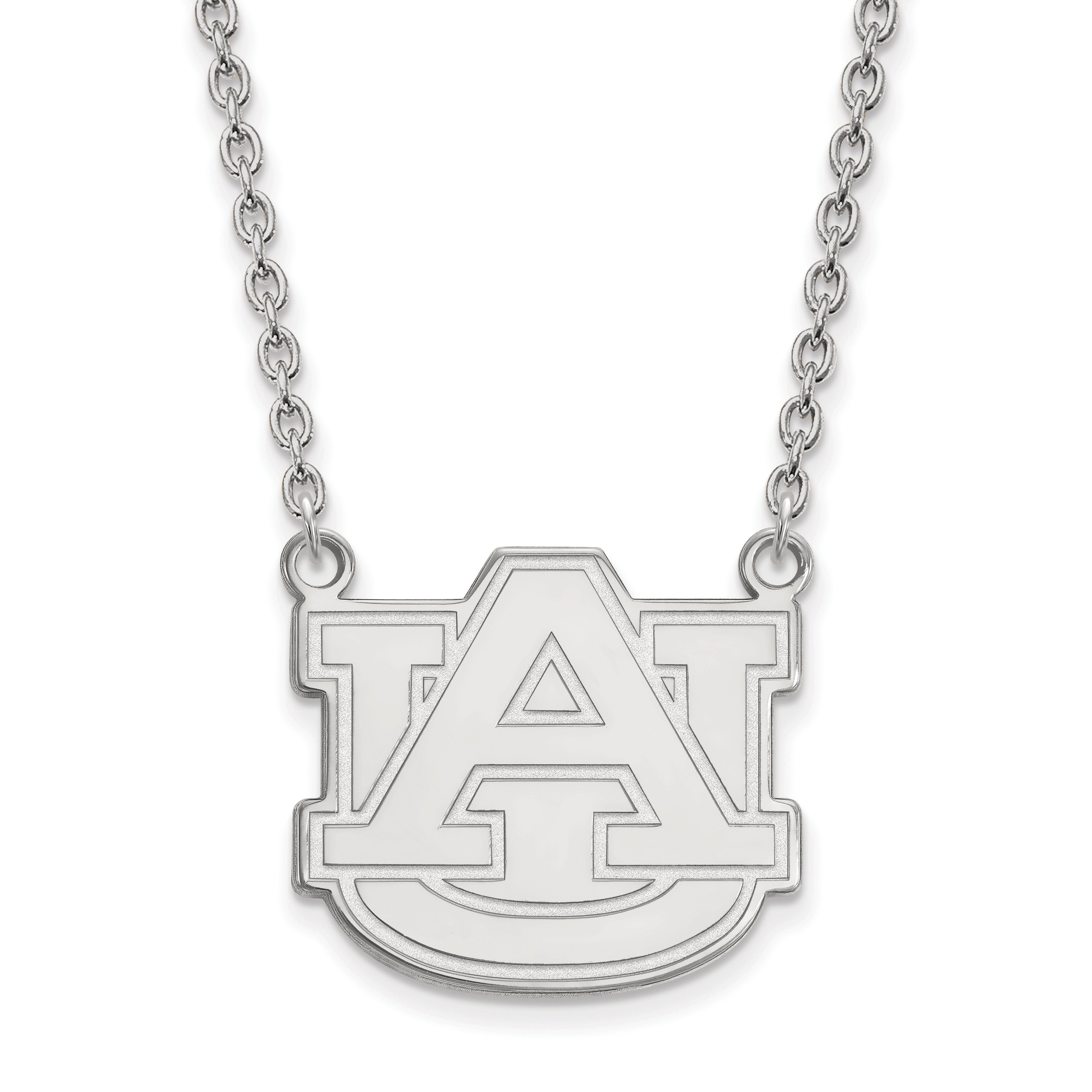 Sterling Silver Rhodium Plated Logoart Auburn University Large Pendant 18 Inch Necklace