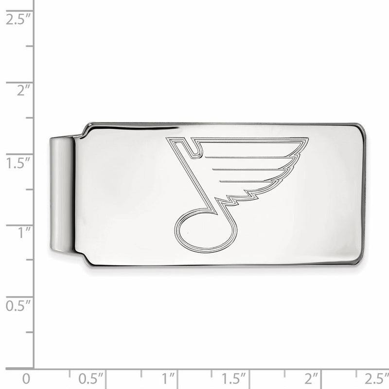 Sterling Silver Rhod-Pltd Nhl Logoart St. Louis Blues Money Clip