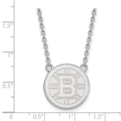 10K White Gold Nhl Logoart Boston Bruins Large Pendant 18 Inch Necklace