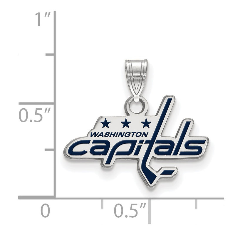 Sterling Silver Rhodium Plated Nhl Logoart Washington Capitals Small Enameled Pendant