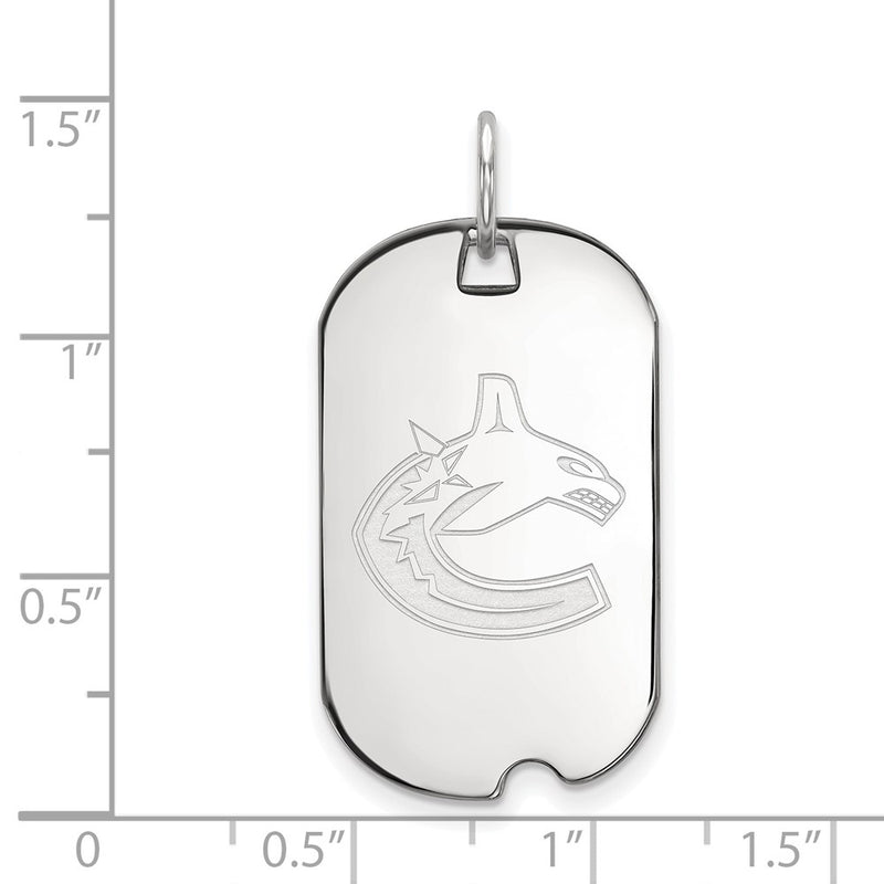 Sterling Silver Rhodium Plated Nhl Logoart Vancouver Canucks Small Dog Tag Pendant