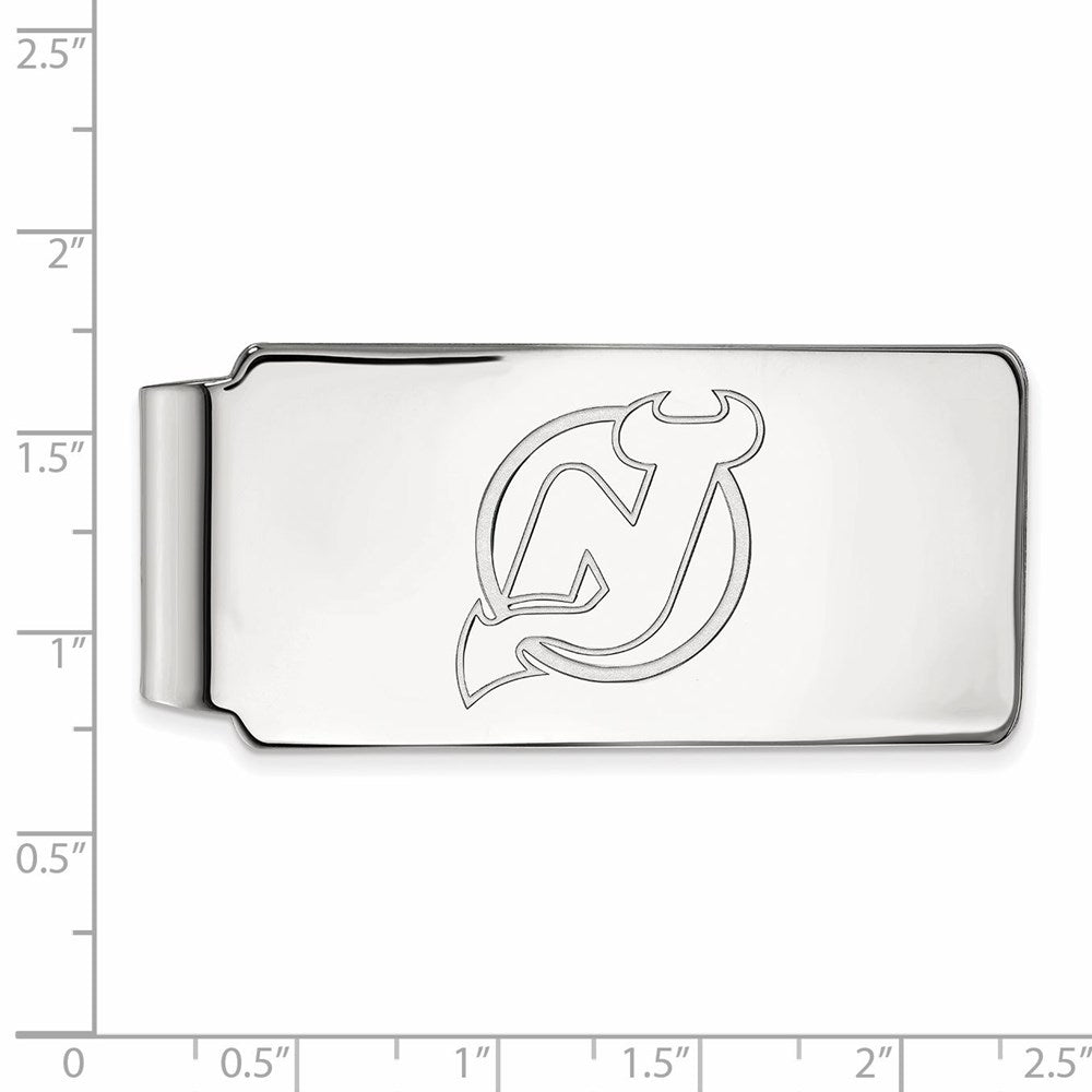 Sterling Silver Rhod-Pltd Nhl Logoart New Jersey Devils Money Clip