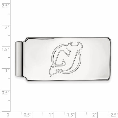 Sterling Silver Rhod-Pltd Nhl Logoart New Jersey Devils Money Clip