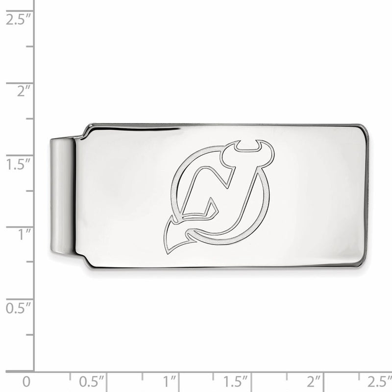 Sterling Silver Rhod-Pltd Nhl Logoart New Jersey Devils Money Clip