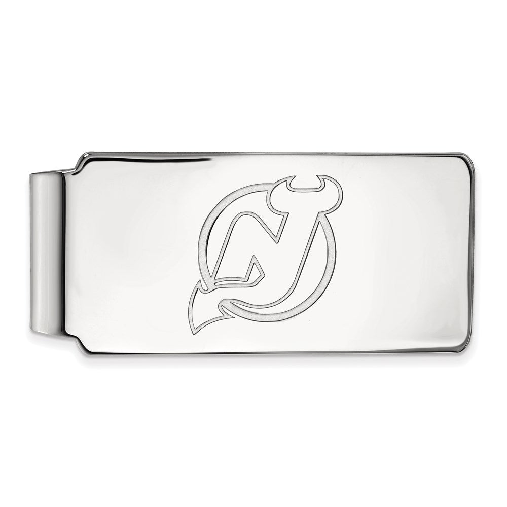Sterling Silver Rhod-Pltd Nhl Logoart New Jersey Devils Money Clip