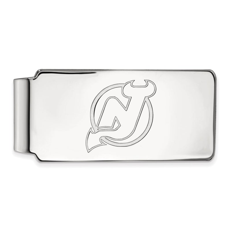 Sterling Silver Rhod-Pltd Nhl Logoart New Jersey Devils Money Clip