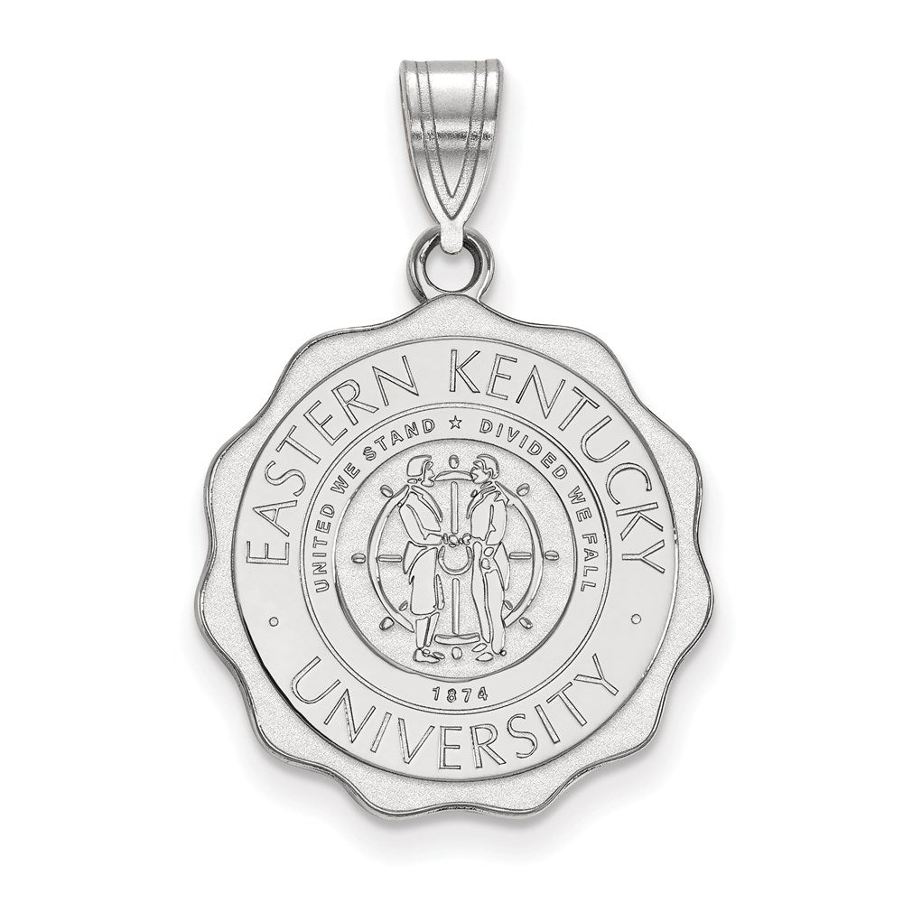 Sterling Silver Rhodium Plated Logoart Eastern Kentucky University Large Crest Pendant