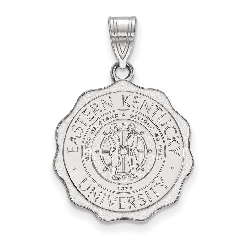 Sterling Silver Rhodium Plated Logoart Eastern Kentucky University Large Crest Pendant