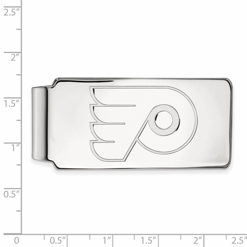 Sterling Silver Rhod-Pltd Nhl Logoart Philadelphia Flyers Money Clip